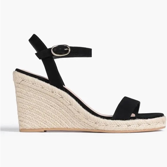 Gorgeous Stuart Weitzman Black Suede Wedge Sandals - Picture 2 of 11